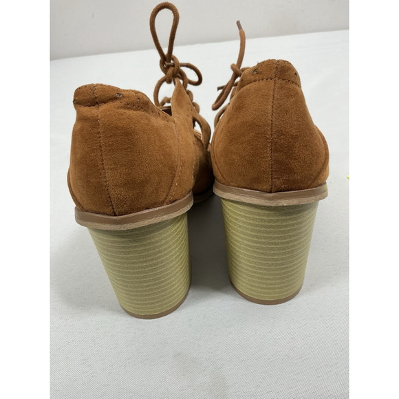 Womans Qupid Slipon Laceup Shoes 7 Rust Block Heel - Picture 5 of 8